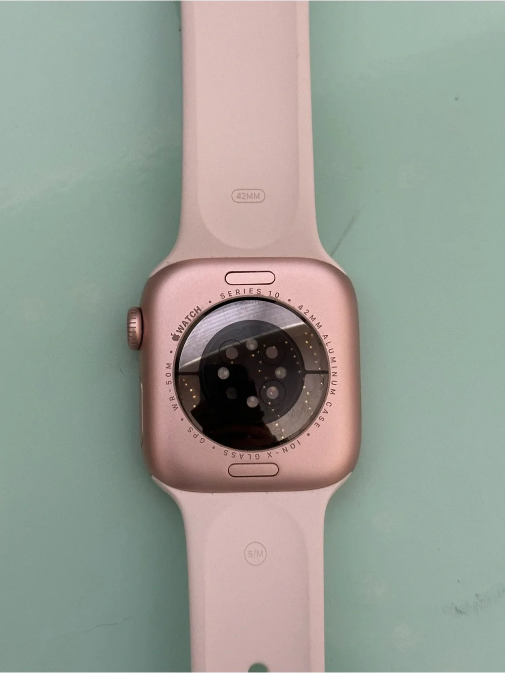 Apple Watch Series 10 GPS 42mm Rose Gold Aluminum Case w/ Beige Silicone Band